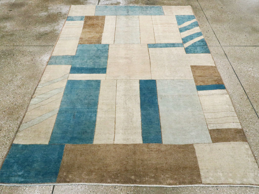 Vintage Turkish Anatolian Art Deco Accent Rug Inspired By Edward McKnight Kauffer, No.27948 - Galerie Shabab