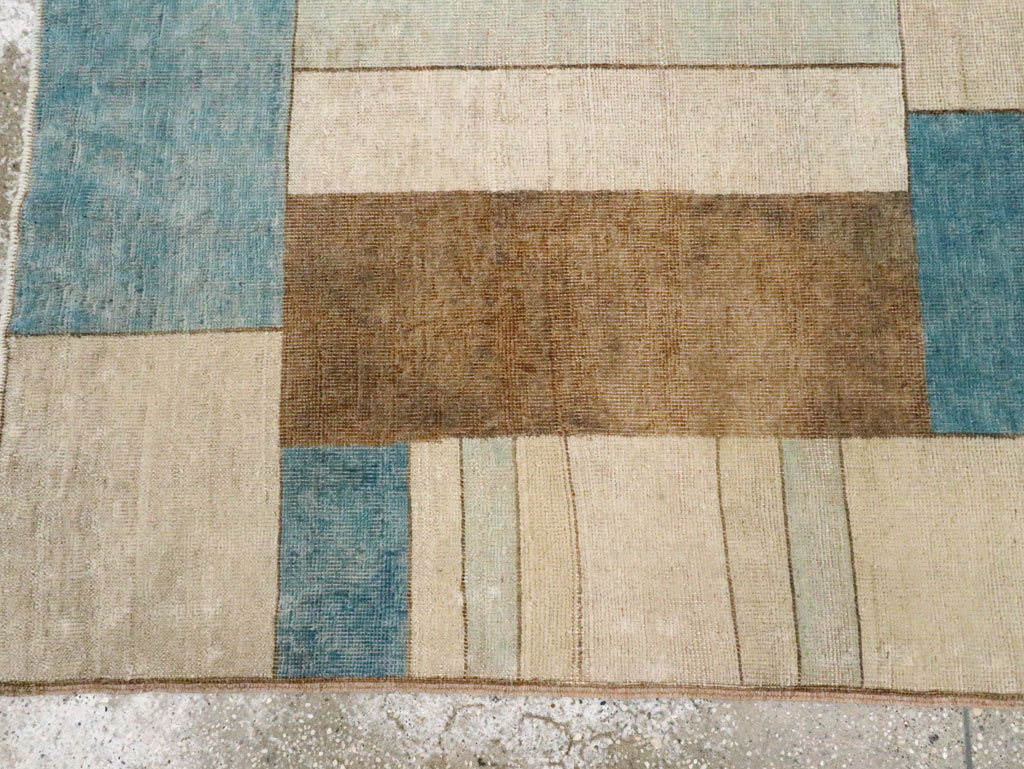 Vintage Turkish Anatolian Art Deco Accent Rug Inspired By Edward McKnight Kauffer, No.27948 - Galerie Shabab