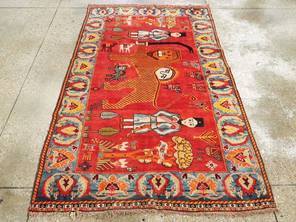 Vintage Persian Gabbeh Pictorial Rug, No.27971 - Galerie Shabab