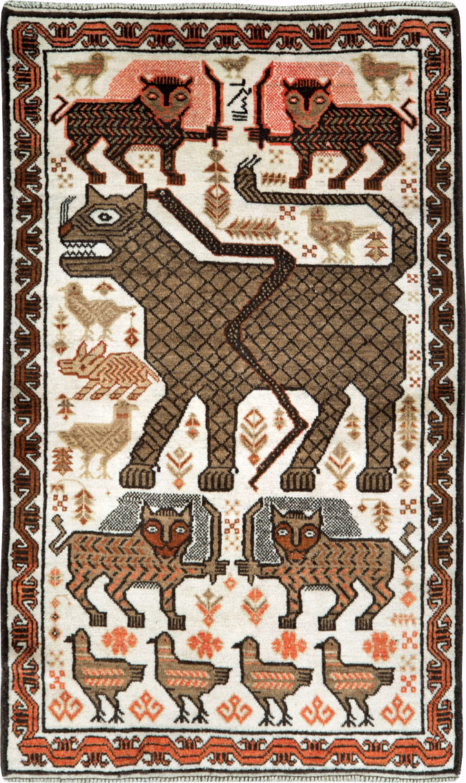 Vintage Persian Pictorial Gabbeh Throw Rug, No.27985 - Galerie Shabab