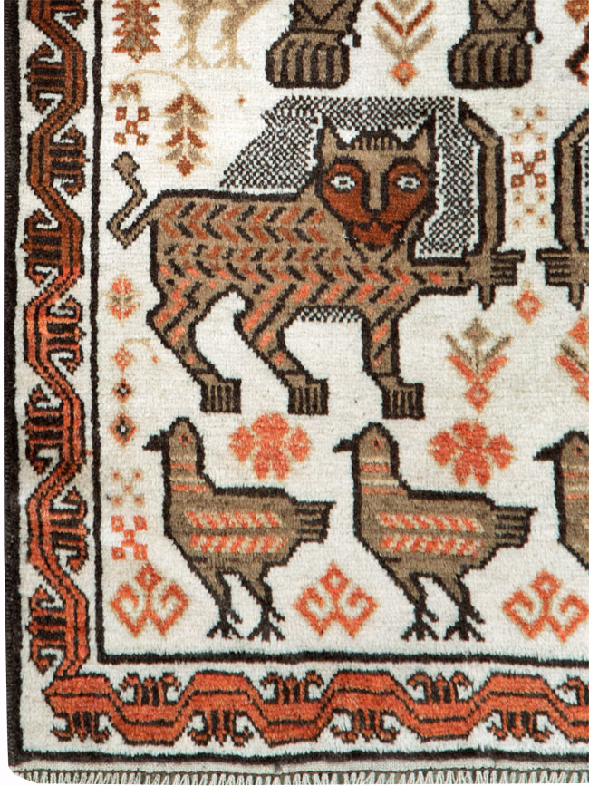 Vintage Persian Pictorial Gabbeh Throw Rug, No.27985 - Galerie Shabab