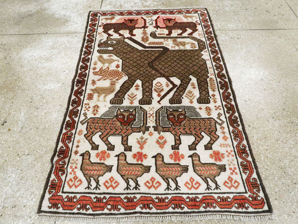 Vintage Persian Pictorial Gabbeh Throw Rug, No.27985 - Galerie Shabab