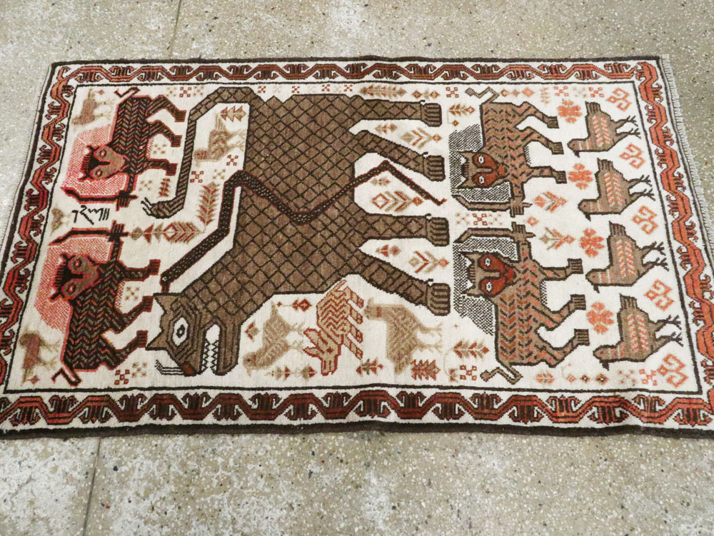 Vintage Persian Pictorial Gabbeh Throw Rug, No.27985 - Galerie Shabab