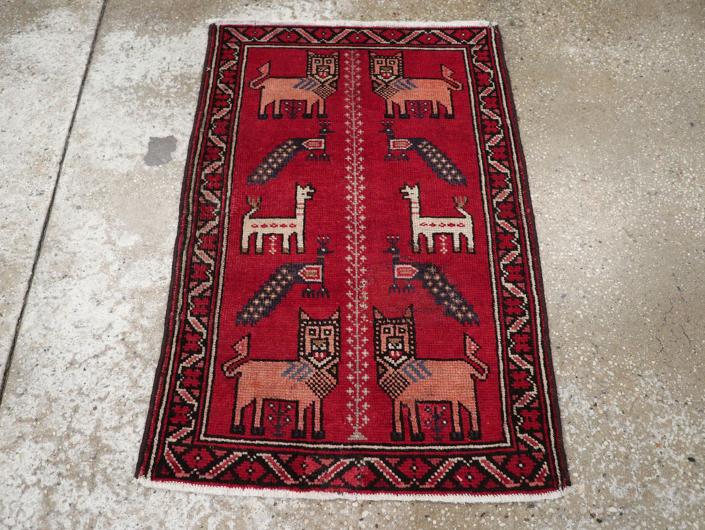 Vintage Persian Baluch Pictorial Rug, No.28001 - Galerie Shabab