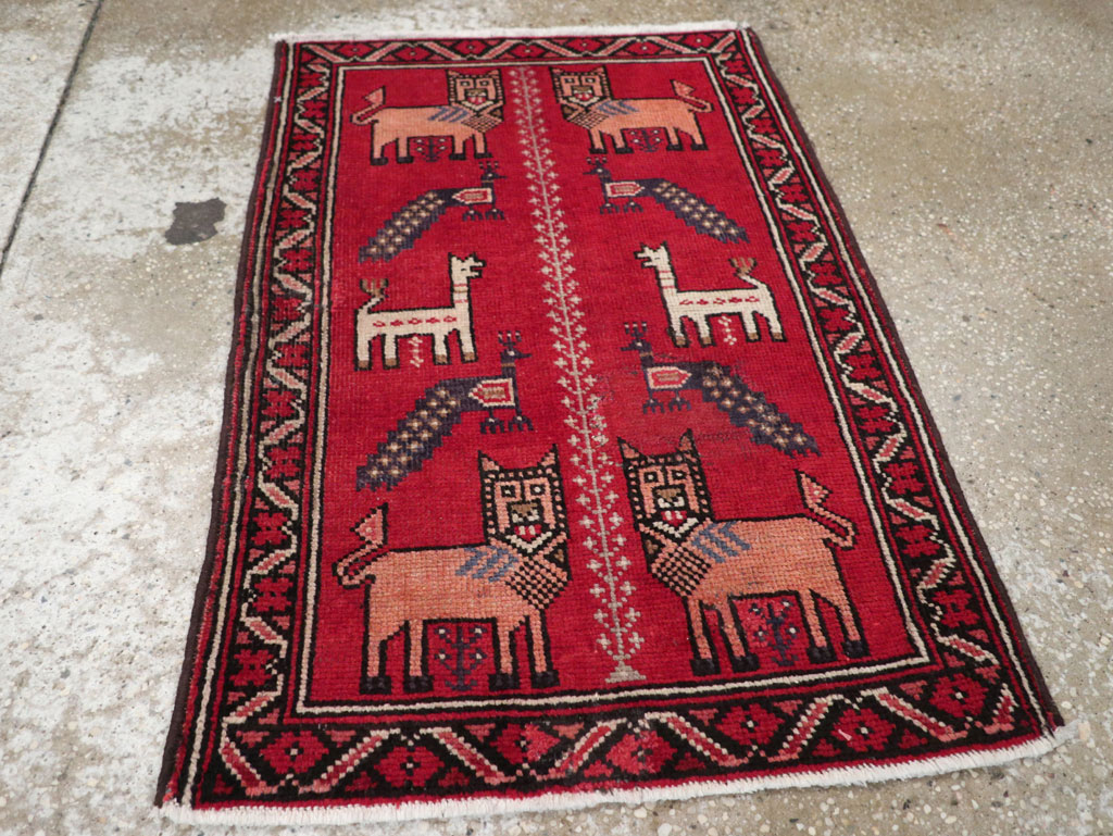 Vintage Persian Baluch Pictorial Rug, No.28001 - Galerie Shabab