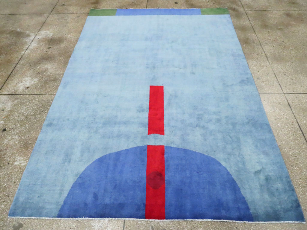 Vintage Persian Art Deco Inspired Mahal Accent Carpet, No.28002 - Galerie Shabab