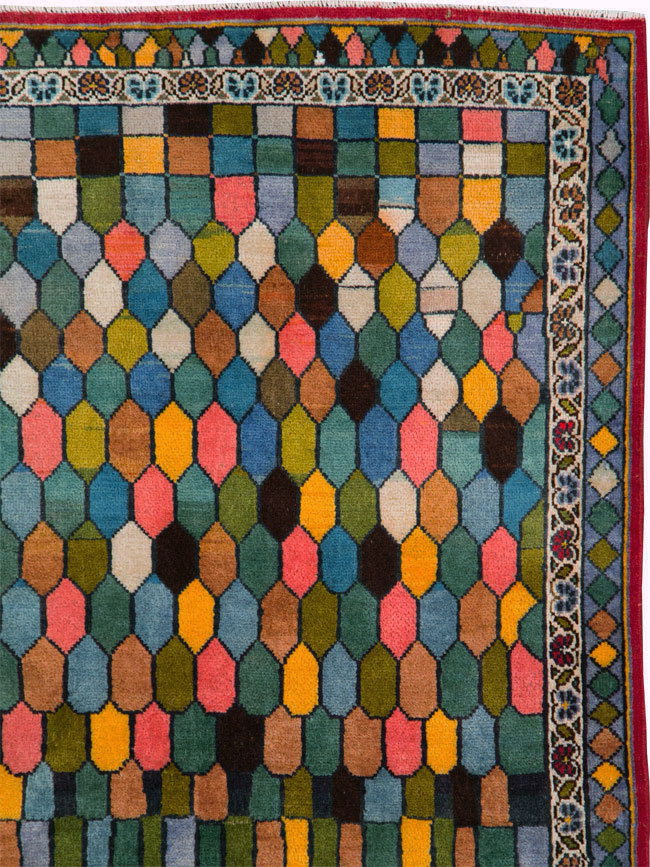 Vintage Persian Kashan Accent Rug, No.28004 - Galerie Shabab