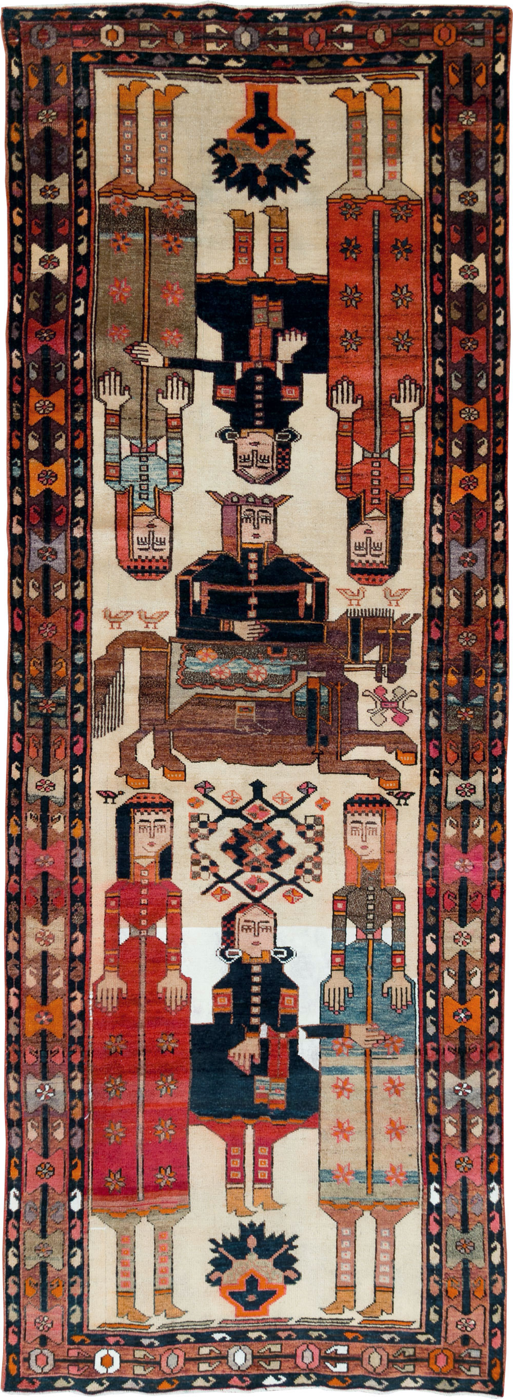 Vintage Persian Pictorial Bakhtiari Gallery Carpet, No.28005 - Galerie Shabab