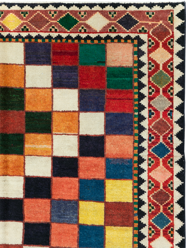 Vintage Persian Gabbeh Accent Rug (Pair: 1 of 2), No.28007 - Galerie Shabab