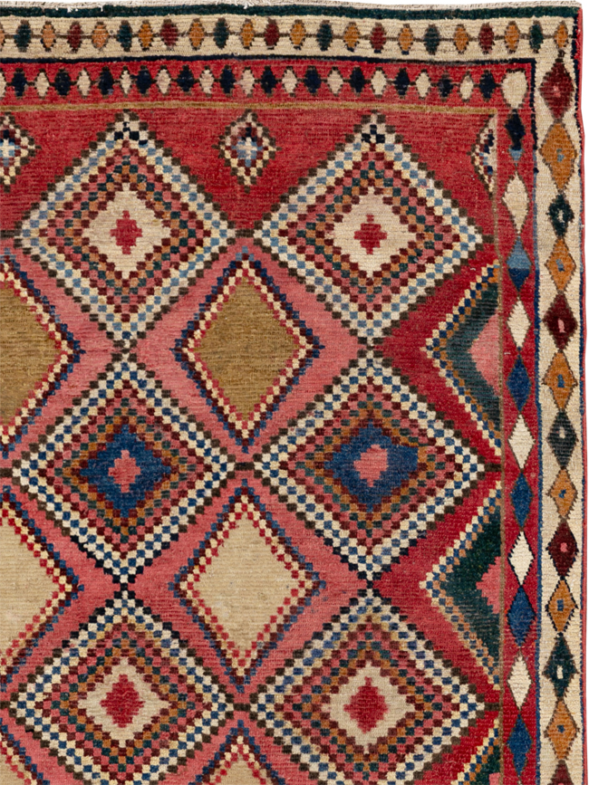 Antique Persian Gabbeh Accent Rug, No.28011 - Galerie Shabab