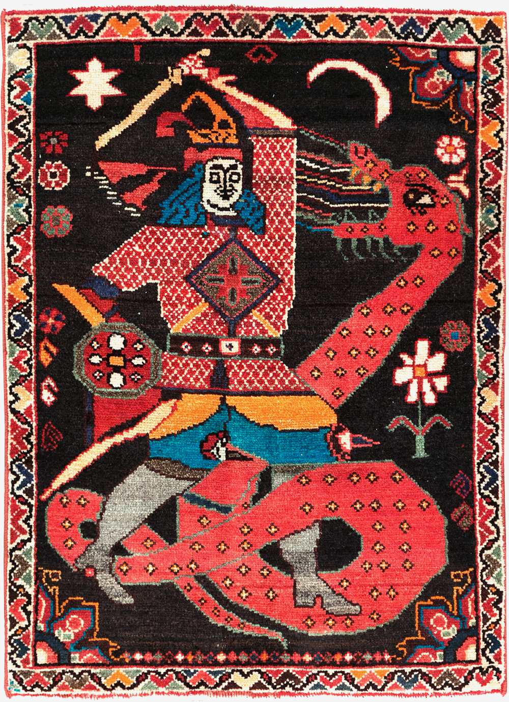 Vintage Persian Hamadan Pictorial Rug (Pair: 1 of 2), No.28017 - Galerie Shabab