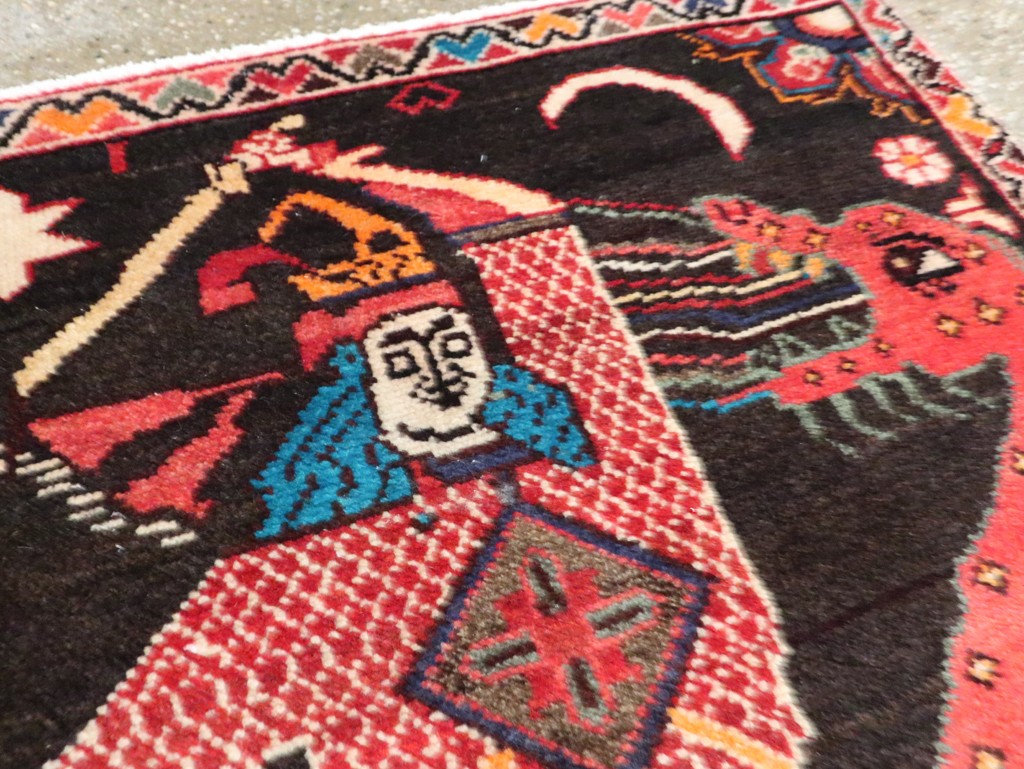 Vintage Persian Hamadan Pictorial Rug (Pair: 1 of 2), No.28017 - Galerie Shabab