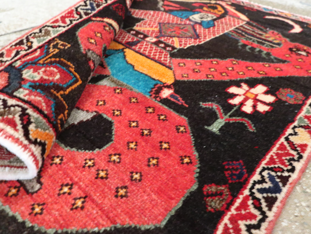 Vintage Persian Hamadan Pictorial Rug (Pair: 1 of 2), No.28017 - Galerie Shabab