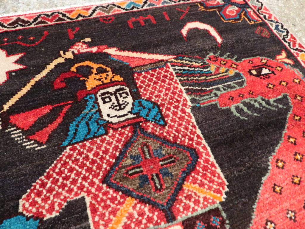 Vintage Persian Hamadan Pictorial Rug (Pair: 2 of 2), No.28018 - Galerie Shabab