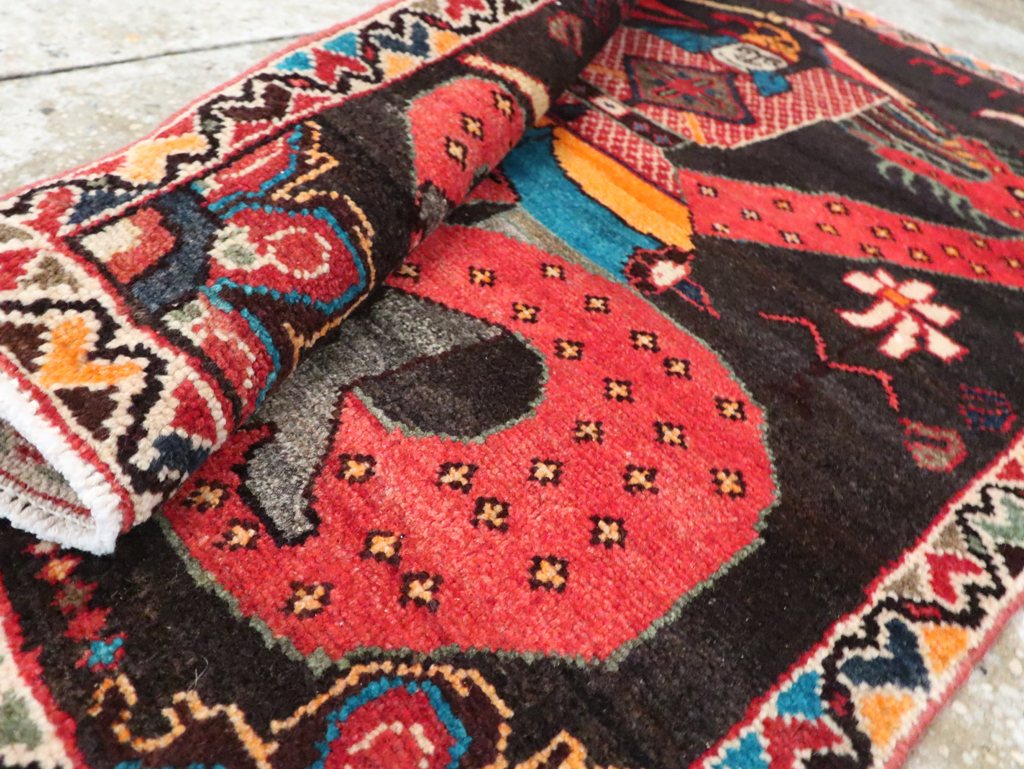 Vintage Persian Hamadan Pictorial Rug (Pair: 2 of 2), No.28018 - Galerie Shabab