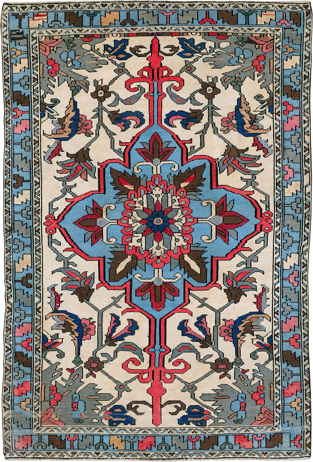 Vintage Persian Hamadan Throw Rug, No.28021 - Galerie Shabab