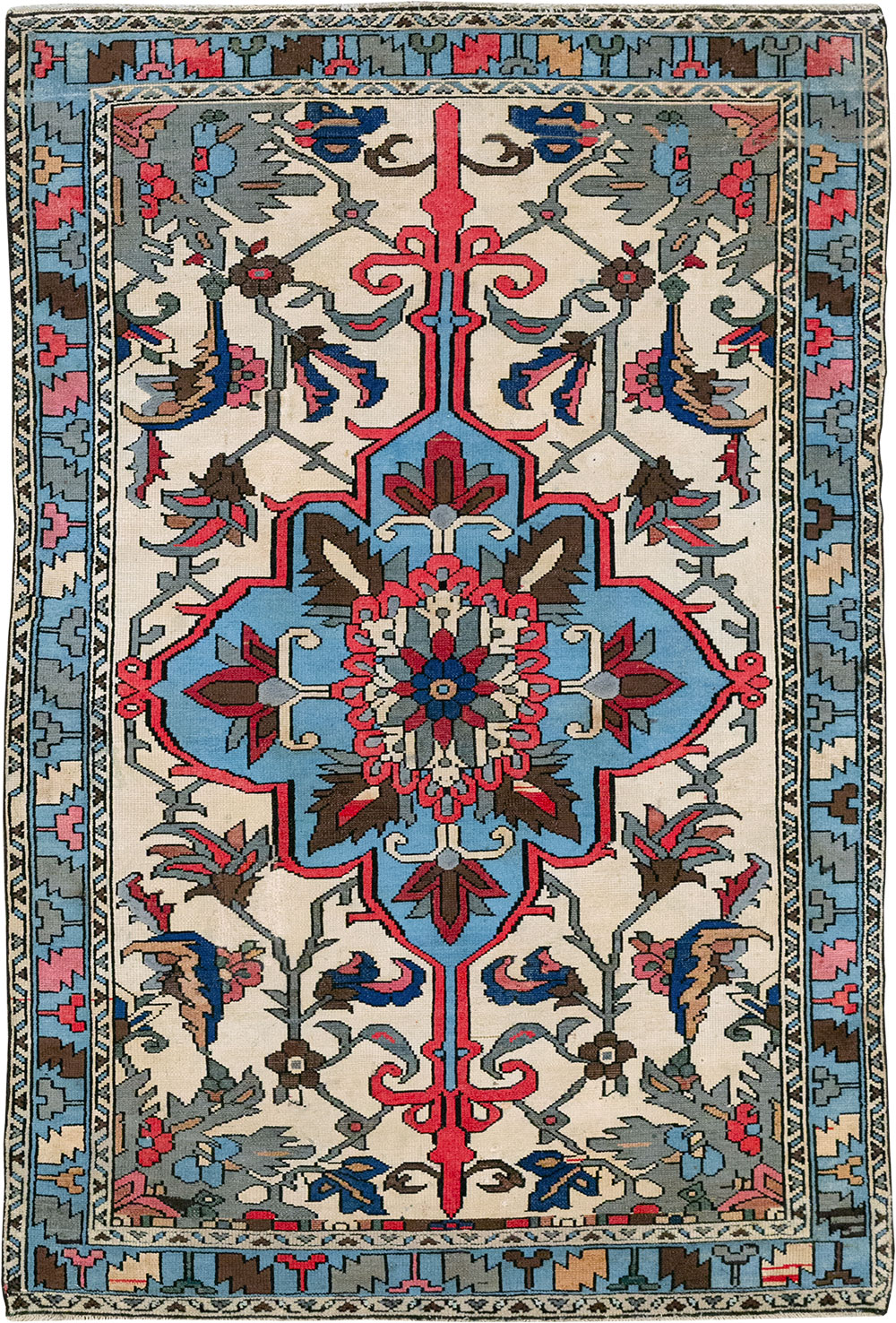 Vintage Persian Hamadan Throw Rug, No.28021 - Galerie Shabab
