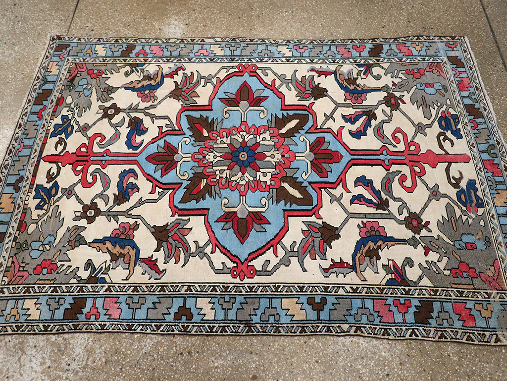 Vintage Persian Hamadan Throw Rug, No.28021 - Galerie Shabab