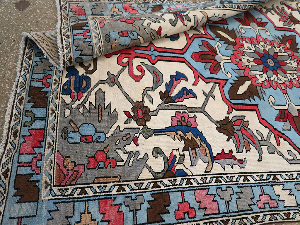 Vintage Persian Hamadan Throw Rug, No.28021 - Galerie Shabab