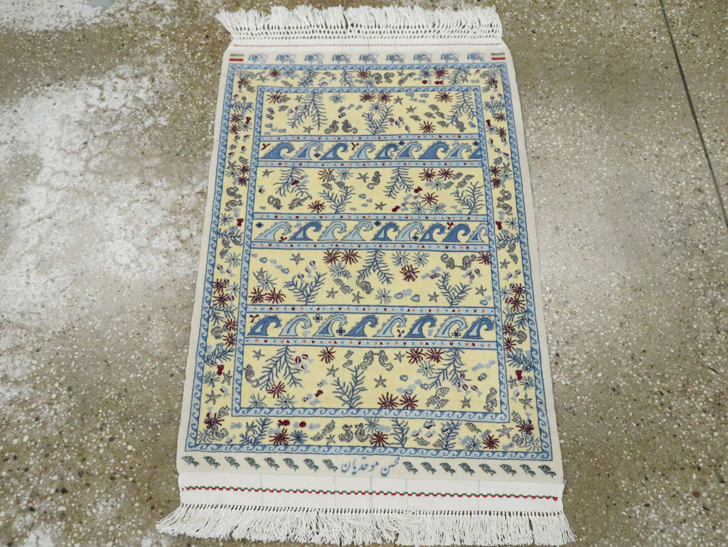 Vintage Persian Isfahan Pictorial Throw Rug (Pair: 1 of 2), No.28023 - Galerie Shabab