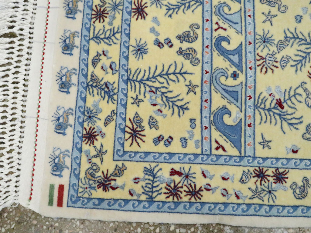 Vintage Persian Isfahan Pictorial Throw Rug (Pair: 1 of 2), No.28023 - Galerie Shabab