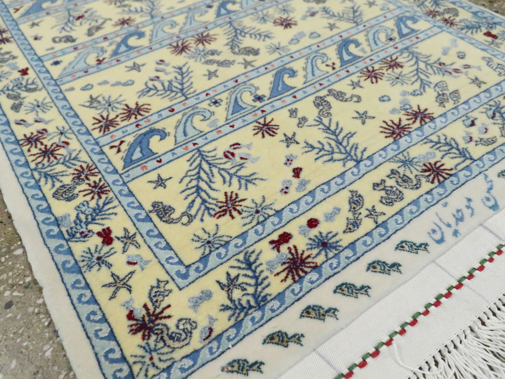 Vintage Persian Isfahan Pictorial Throw Rug (Pair: 1 of 2), No.28023 - Galerie Shabab