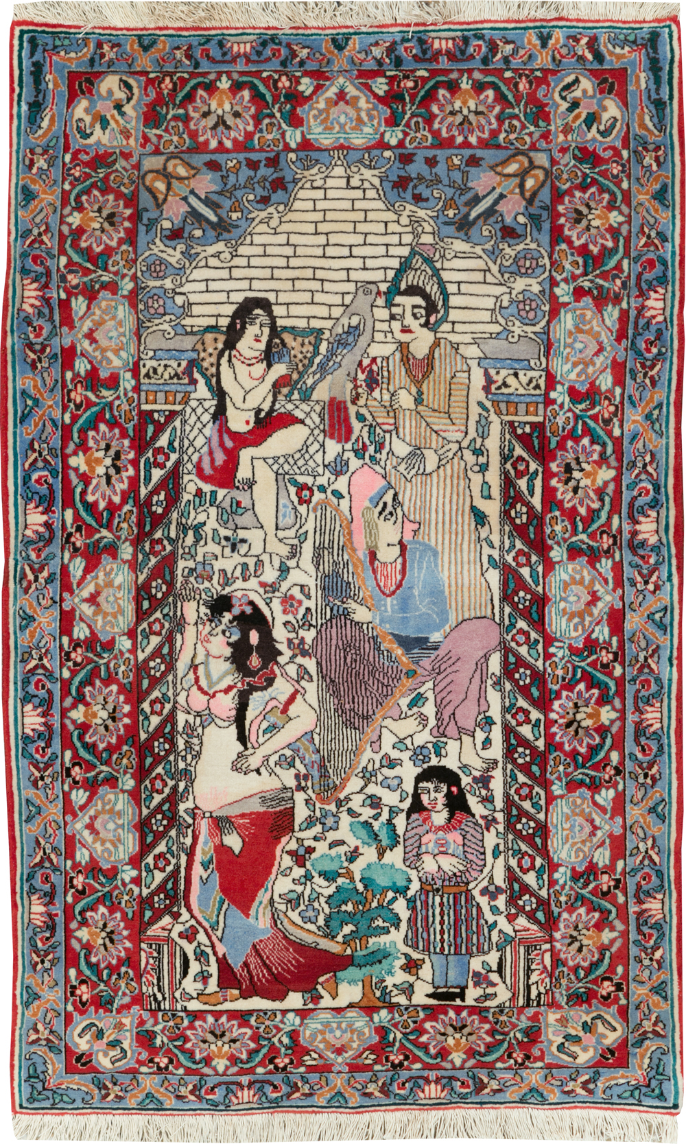 Vintage Pictorial Isfahan Rug, No.28025 - Galerie Shabab