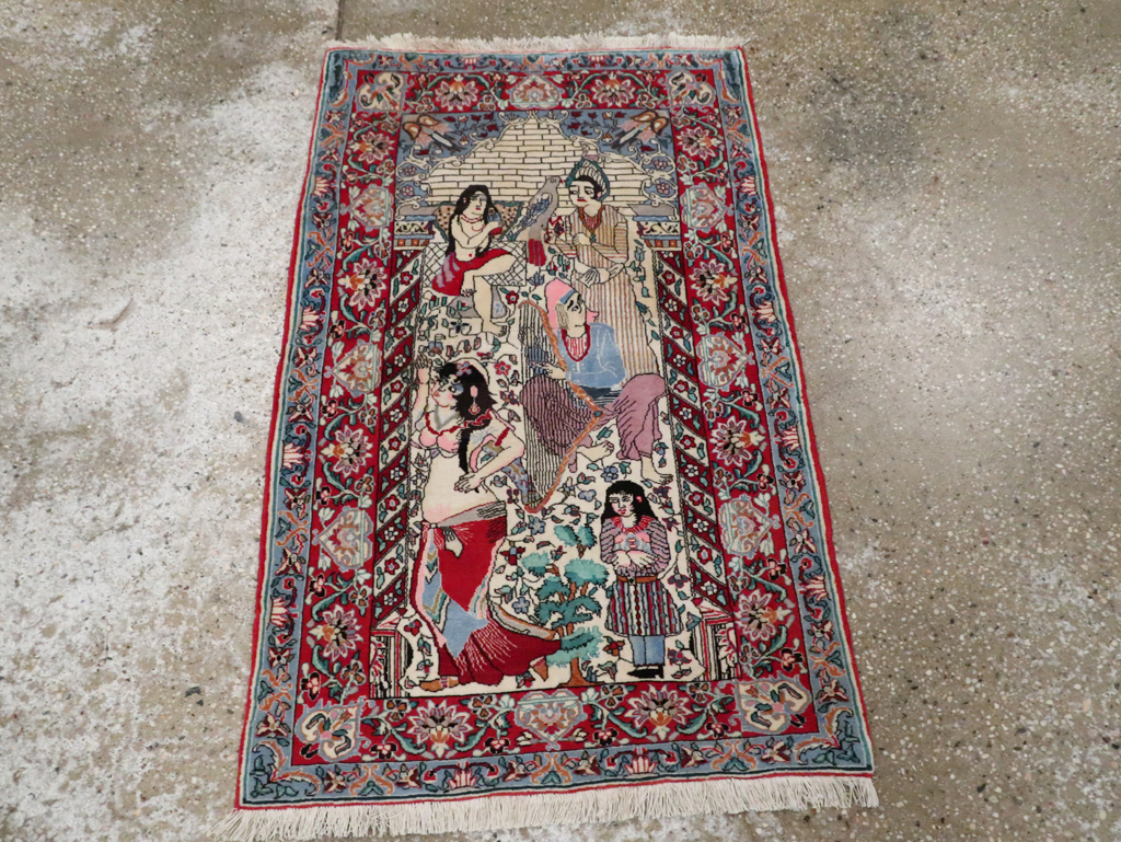 Vintage Pictorial Isfahan Rug, No.28025 - Galerie Shabab