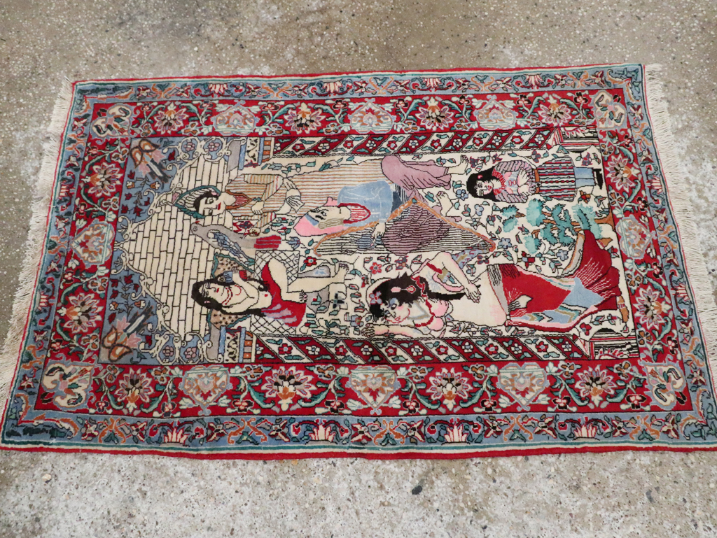 Vintage Pictorial Isfahan Rug, No.28025 - Galerie Shabab