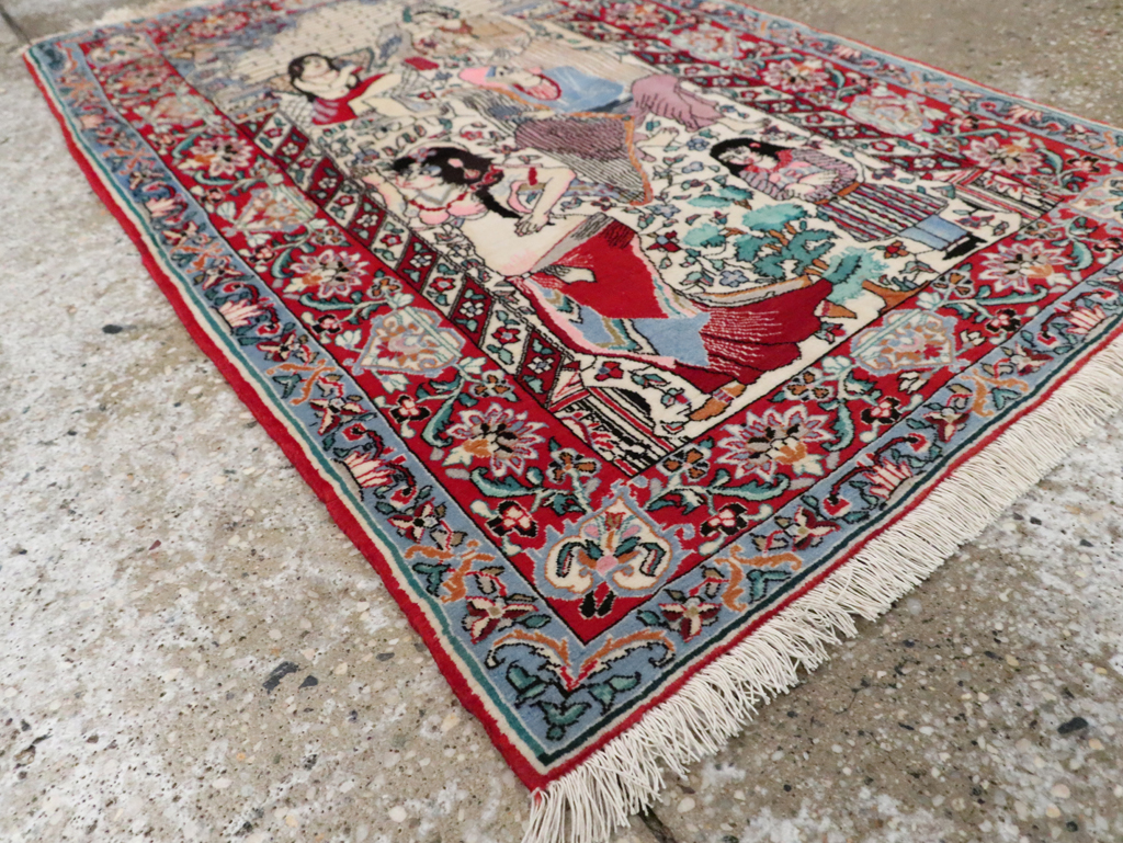 Vintage Pictorial Isfahan Rug, No.28025 - Galerie Shabab
