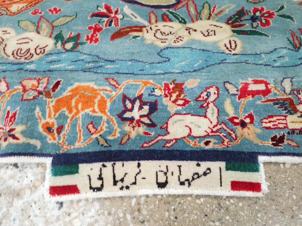 Vintage Persian Pictorial Isfahan Rug, No.28026 - Galerie Shabab