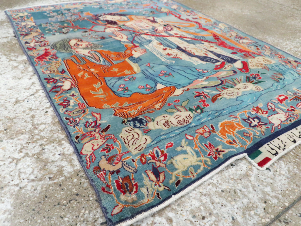 Vintage Persian Pictorial Isfahan Rug, No.28026 - Galerie Shabab