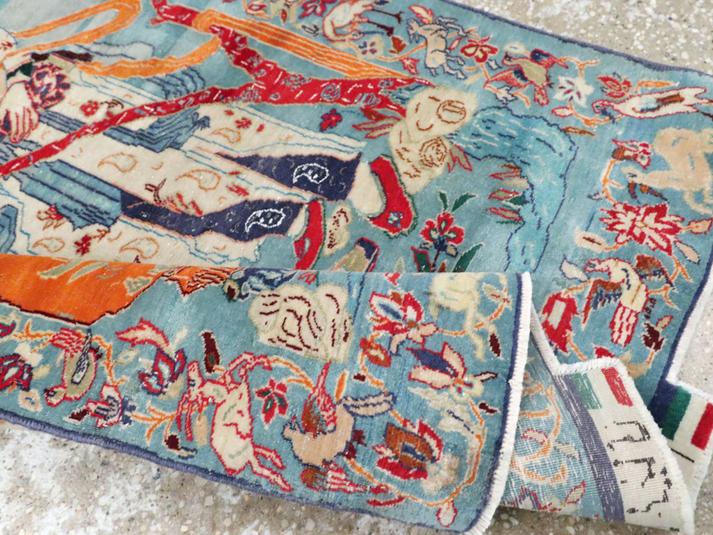 Vintage Persian Pictorial Isfahan Rug, No.28026 - Galerie Shabab