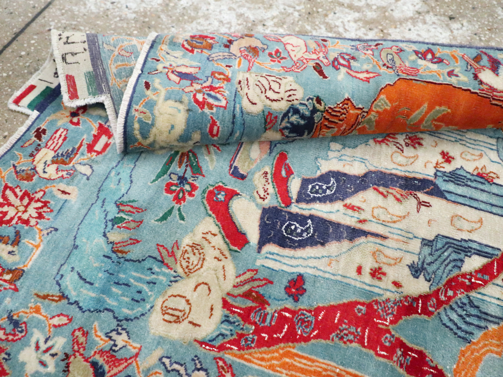 Vintage Persian Pictorial Isfahan Rug, No.28026 - Galerie Shabab