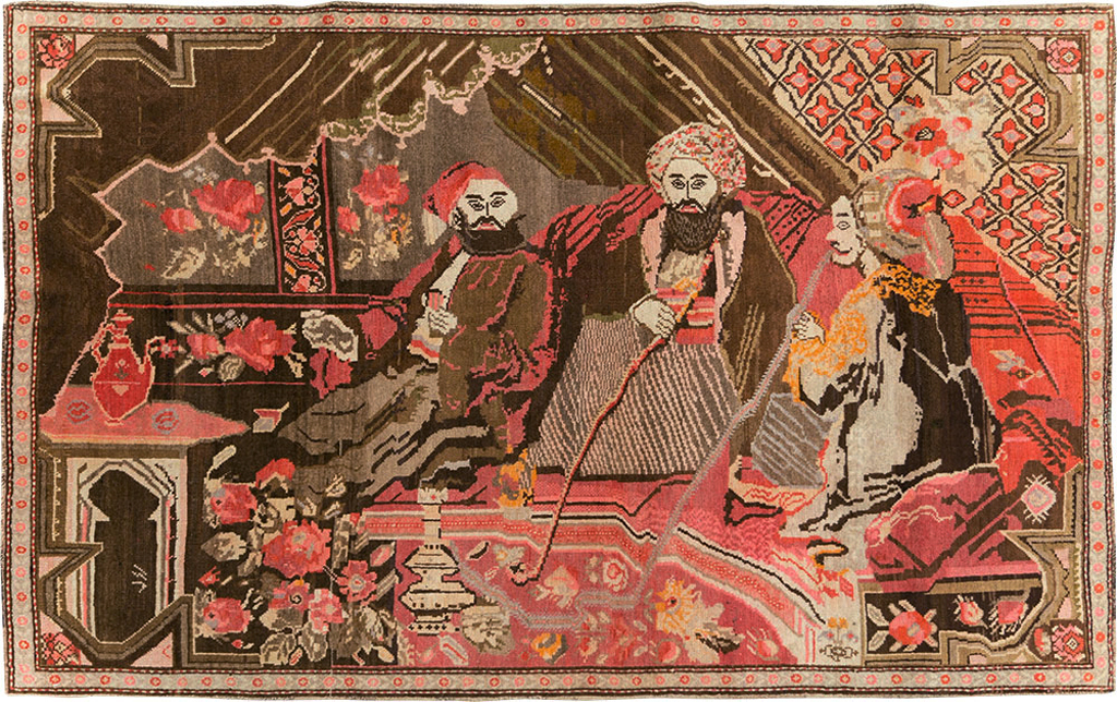Vintage Pictorial Karabagh Rug, No.28032 - Galerie Shabab