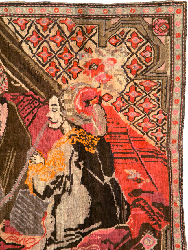 Vintage Pictorial Karabagh Rug, No.28032 - Galerie Shabab