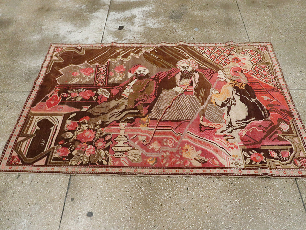 Vintage Pictorial Karabagh Rug, No.28032 - Galerie Shabab
