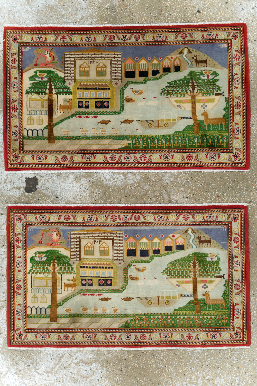 Vintage Persian Kashan Pictorial Rug (Pair: 2 of 2), No.28034 - Galerie Shabab