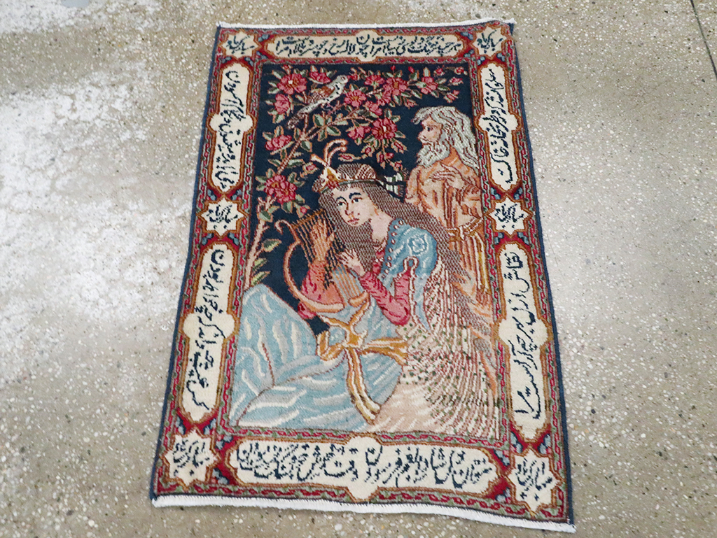 Vintage Persian Kerman Pictorial Rug, No.28036 - Galerie Shabab