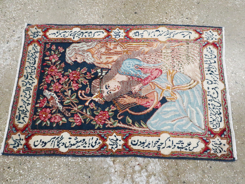 Vintage Persian Kerman Pictorial Rug, No.28036 - Galerie Shabab