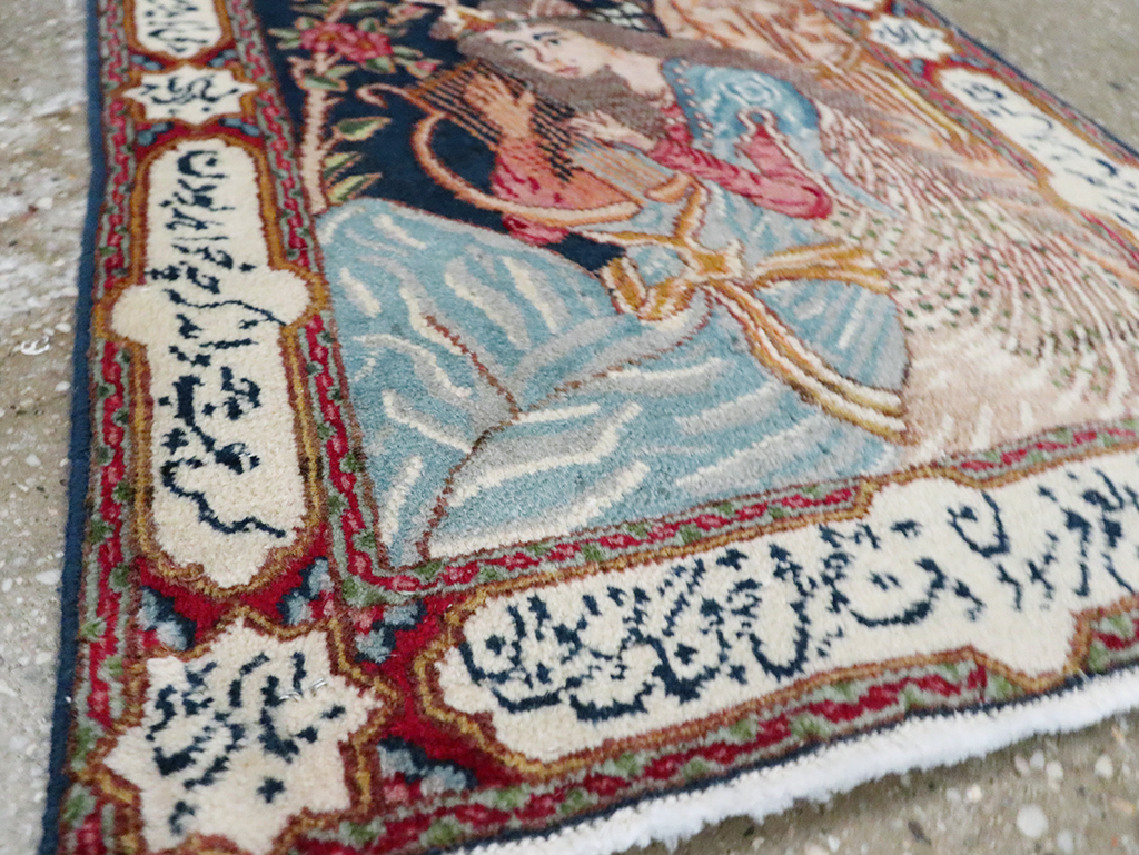 Vintage Persian Kerman Pictorial Rug, No.28036 - Galerie Shabab