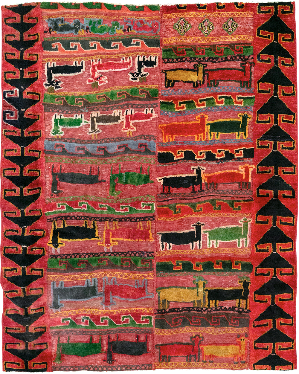 Vintage Persian Pictorial Kurd Accent Rug, No.28039 - Galerie Shabab