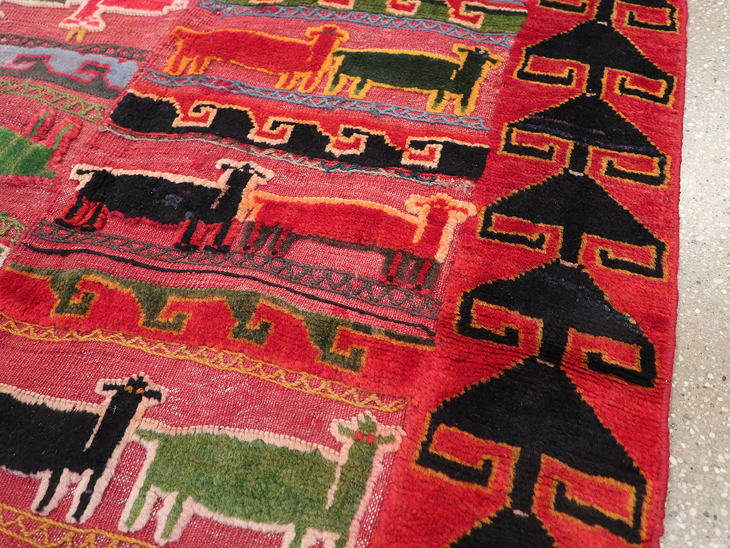 Vintage Persian Pictorial Kurd Accent Rug, No.28039 - Galerie Shabab
