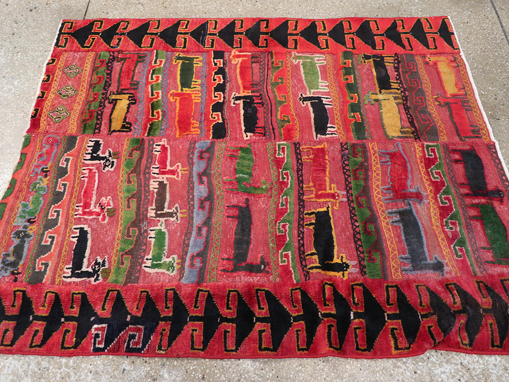 Vintage Persian Pictorial Kurd Accent Rug, No.28039 - Galerie Shabab