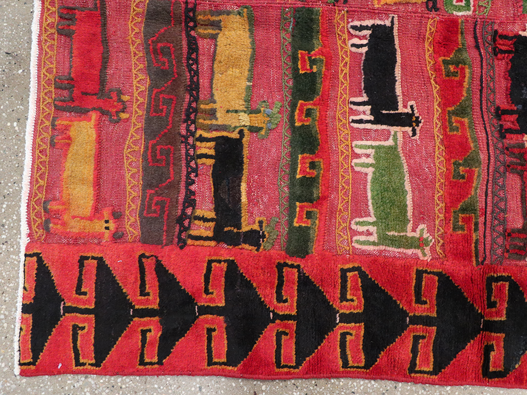 Vintage Persian Pictorial Kurd Accent Rug, No.28039 - Galerie Shabab