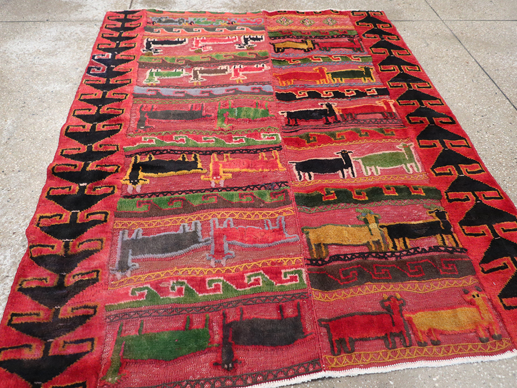 Vintage Persian Pictorial Kurd Accent Rug, No.28039 - Galerie Shabab