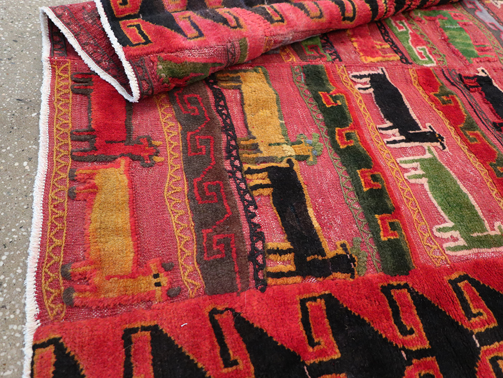 Vintage Persian Pictorial Kurd Accent Rug, No.28039 - Galerie Shabab