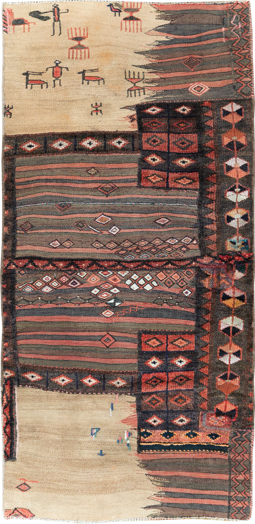 Vintage Persian Chaharmahal Bakhtiari Tacheh Flatweave Kilim , No.28042 - Galerie Shabab