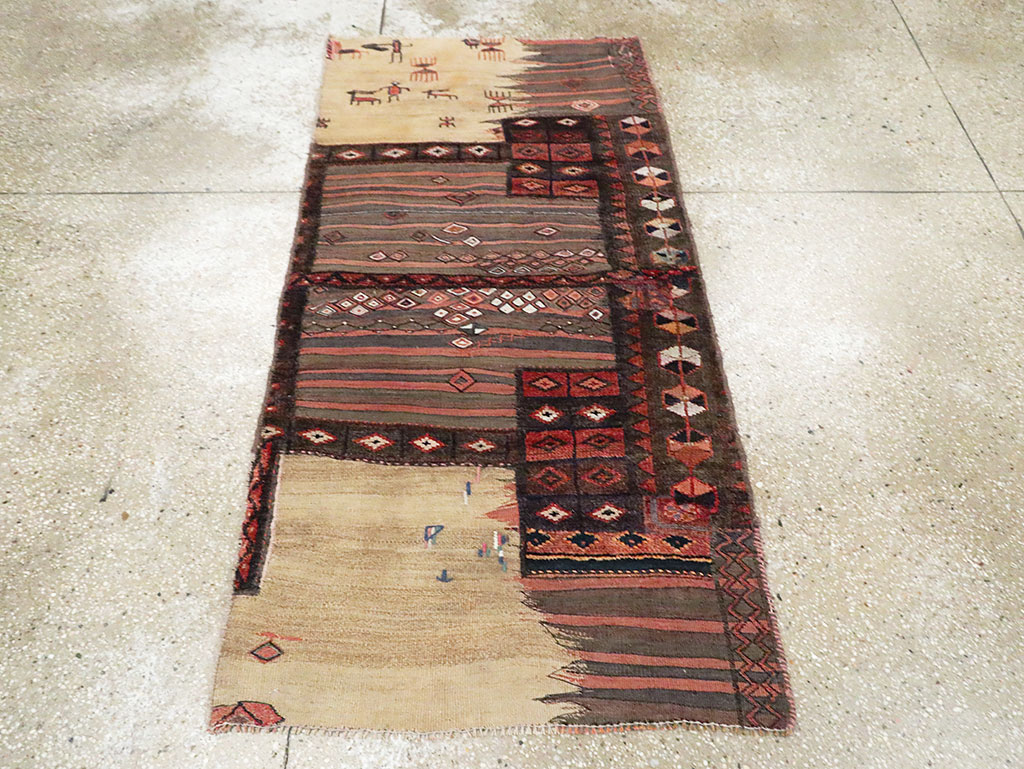 Vintage Persian Chaharmahal Bakhtiari Tacheh Flatweave Kilim , No.28042 - Galerie Shabab