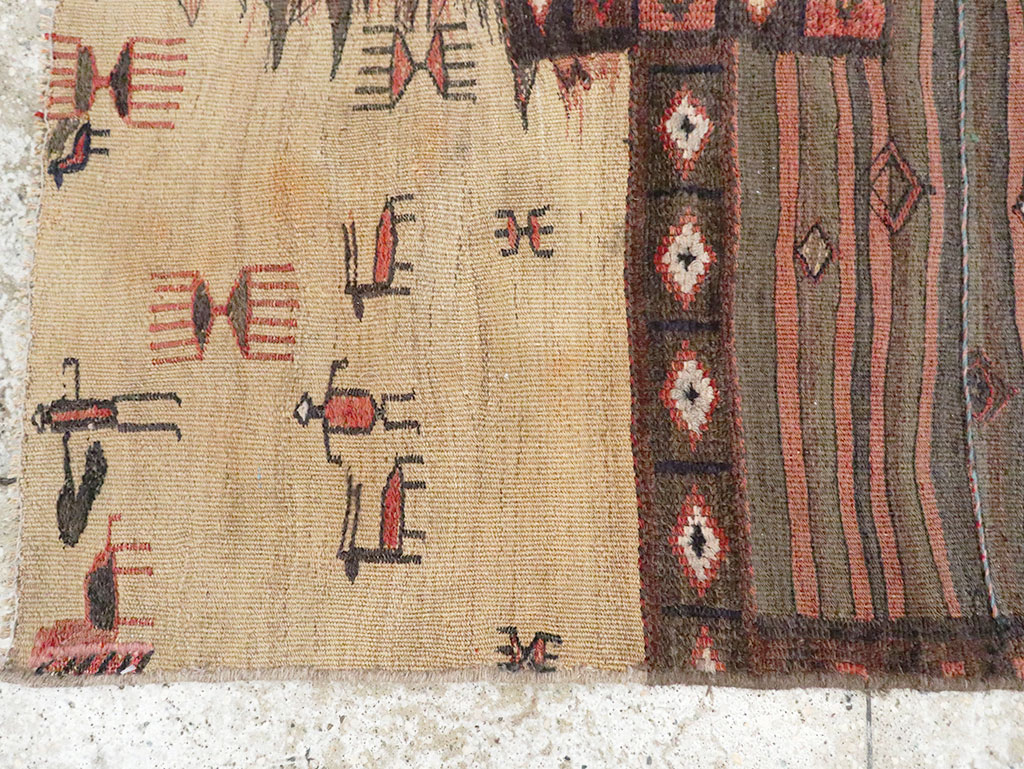 Vintage Persian Chaharmahal Bakhtiari Tacheh Flatweave Kilim , No.28042 - Galerie Shabab